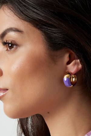 Boucles d'oreilles mi-colorées - Acier Inoxydable Violet h5 Image3